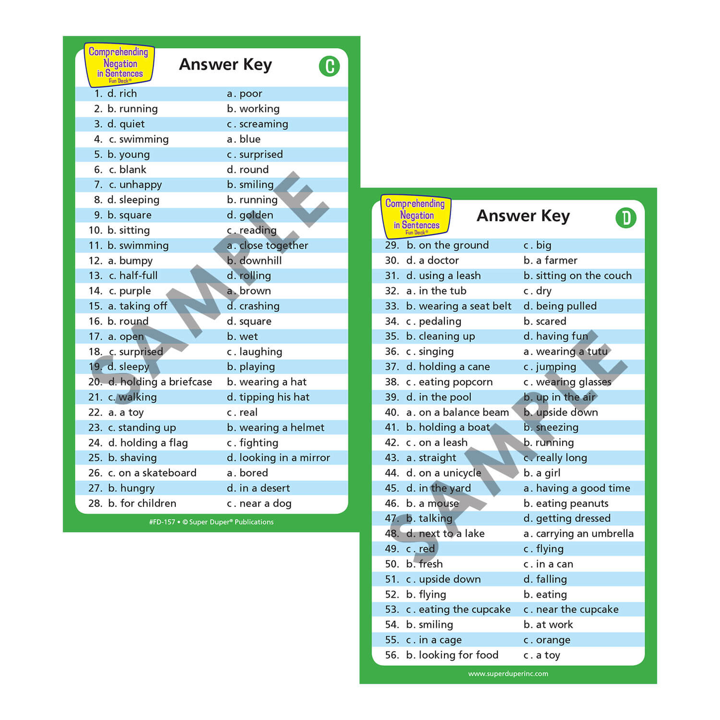 Comprehending Negation in Sentences Fun Deck