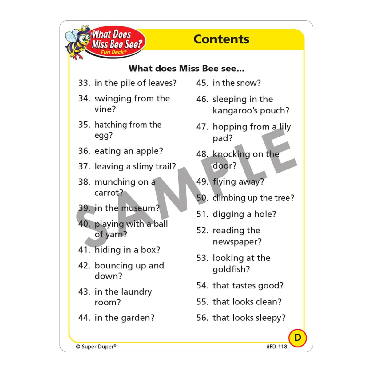 What Does Miss Bee See? Fun Deck