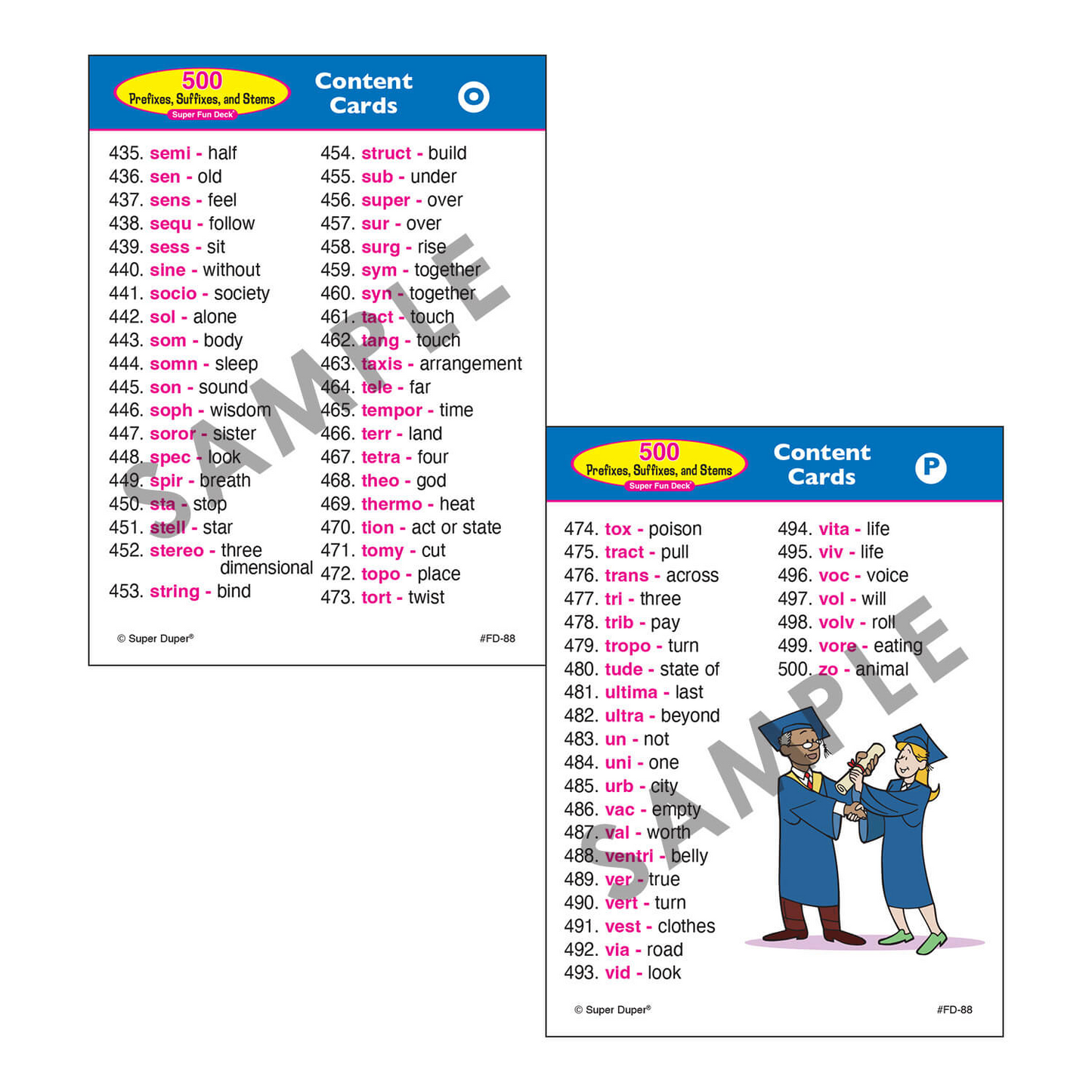 500 Prefixes, Suffixes, and Stems Super Fun Deck