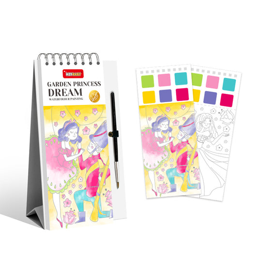 Watercolor Coloring Book Bookmark – with Brush (Multi-Page, 5 Designs)