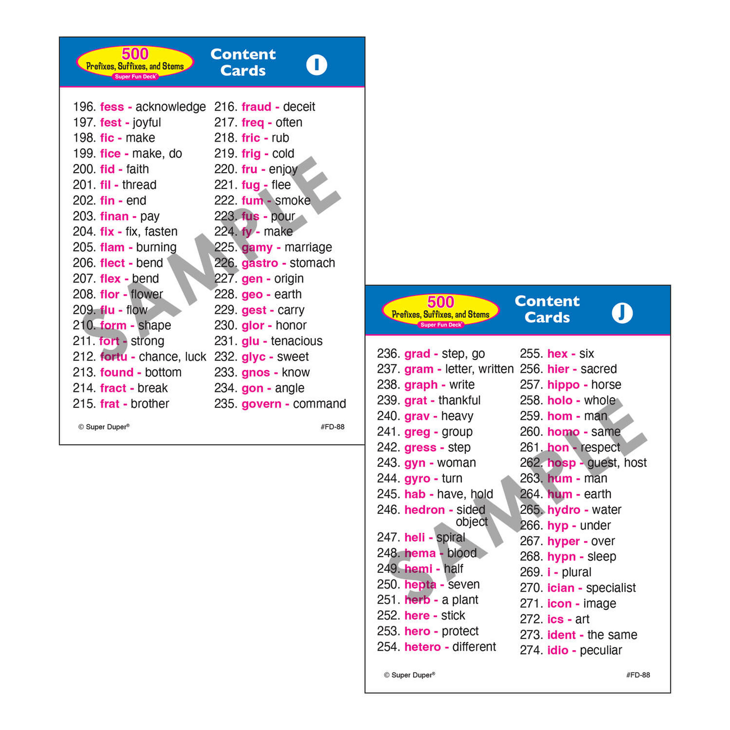 500 Prefixes, Suffixes, and Stems Super Fun Deck