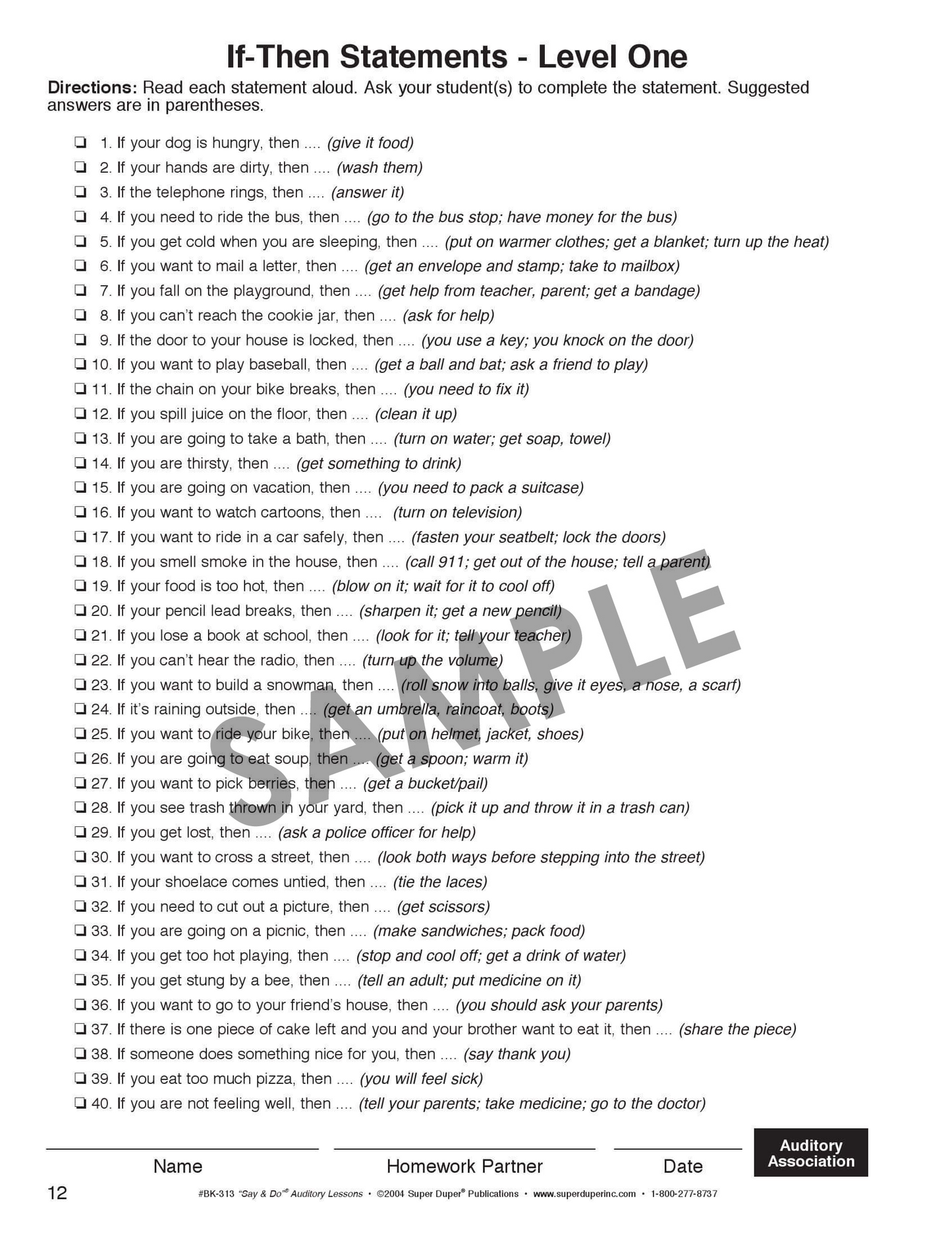 Say and Do Auditory Lessons
