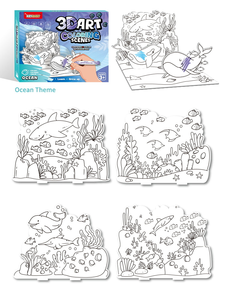 3D Art Coloring Scenes Activity