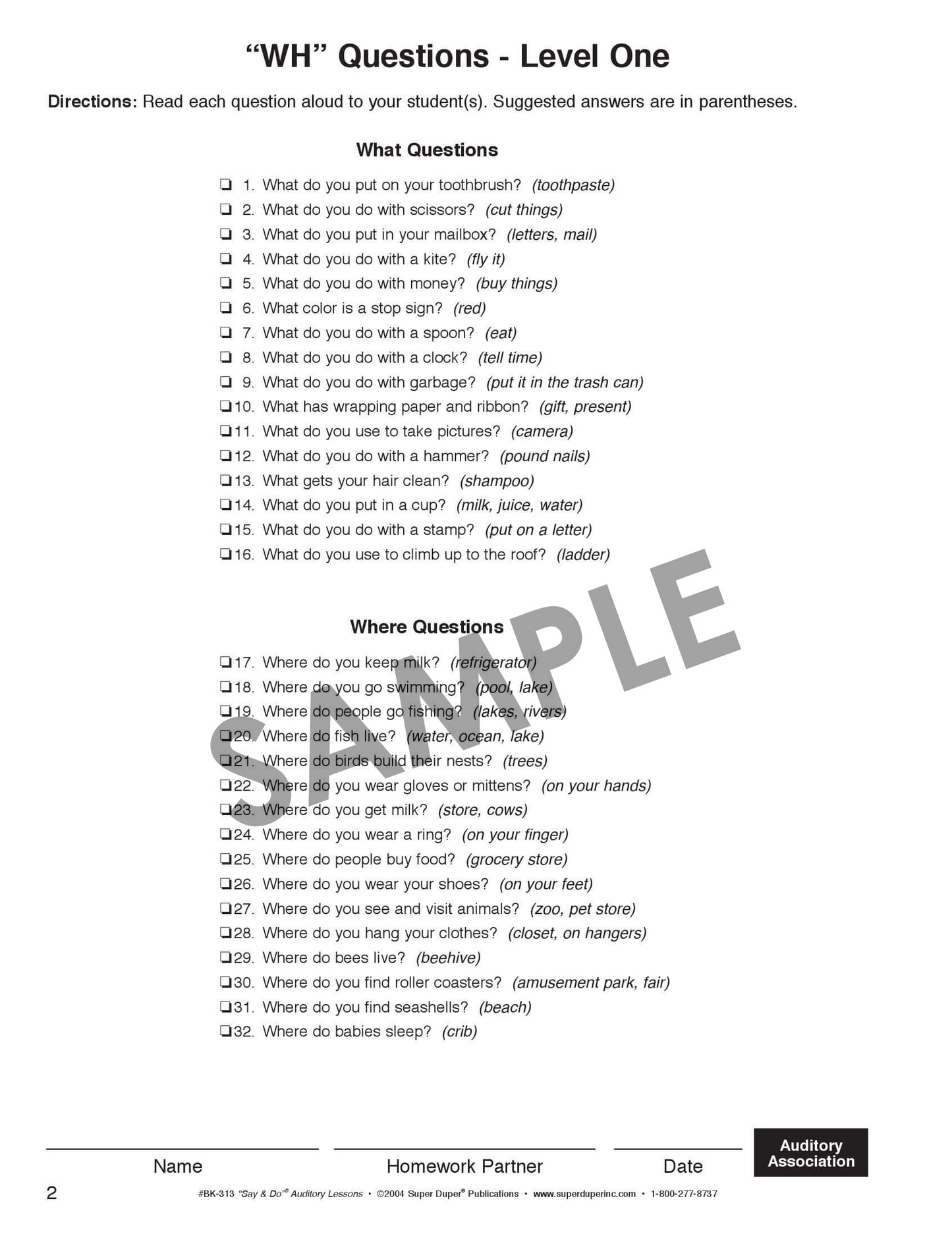 Say and Do Auditory Lessons
