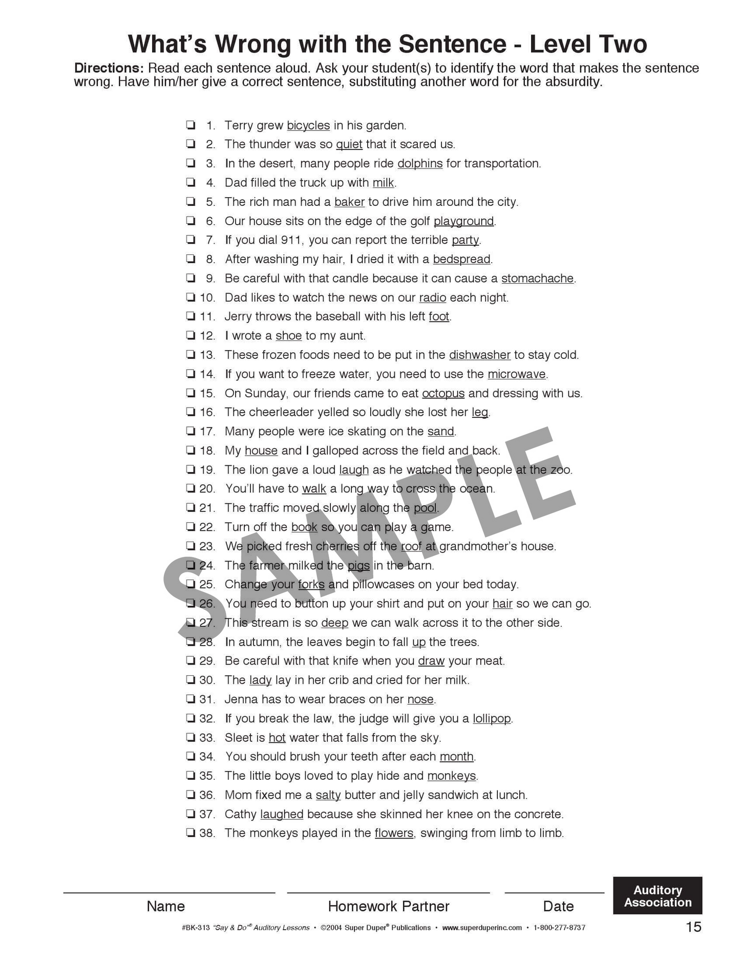 Say and Do Auditory Lessons