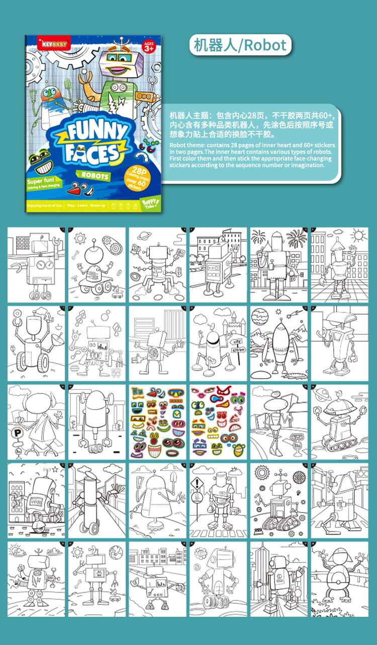 Funny Faces Sticker and Coloring Activity Book