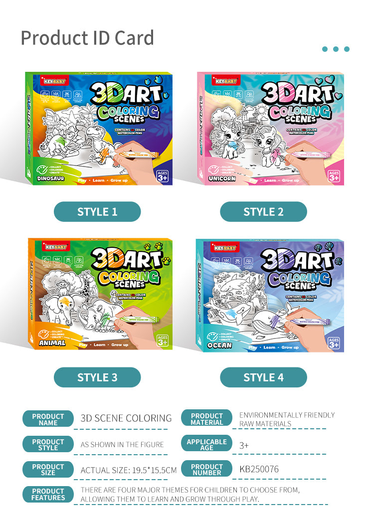 3D Art Coloring Scenes Activity