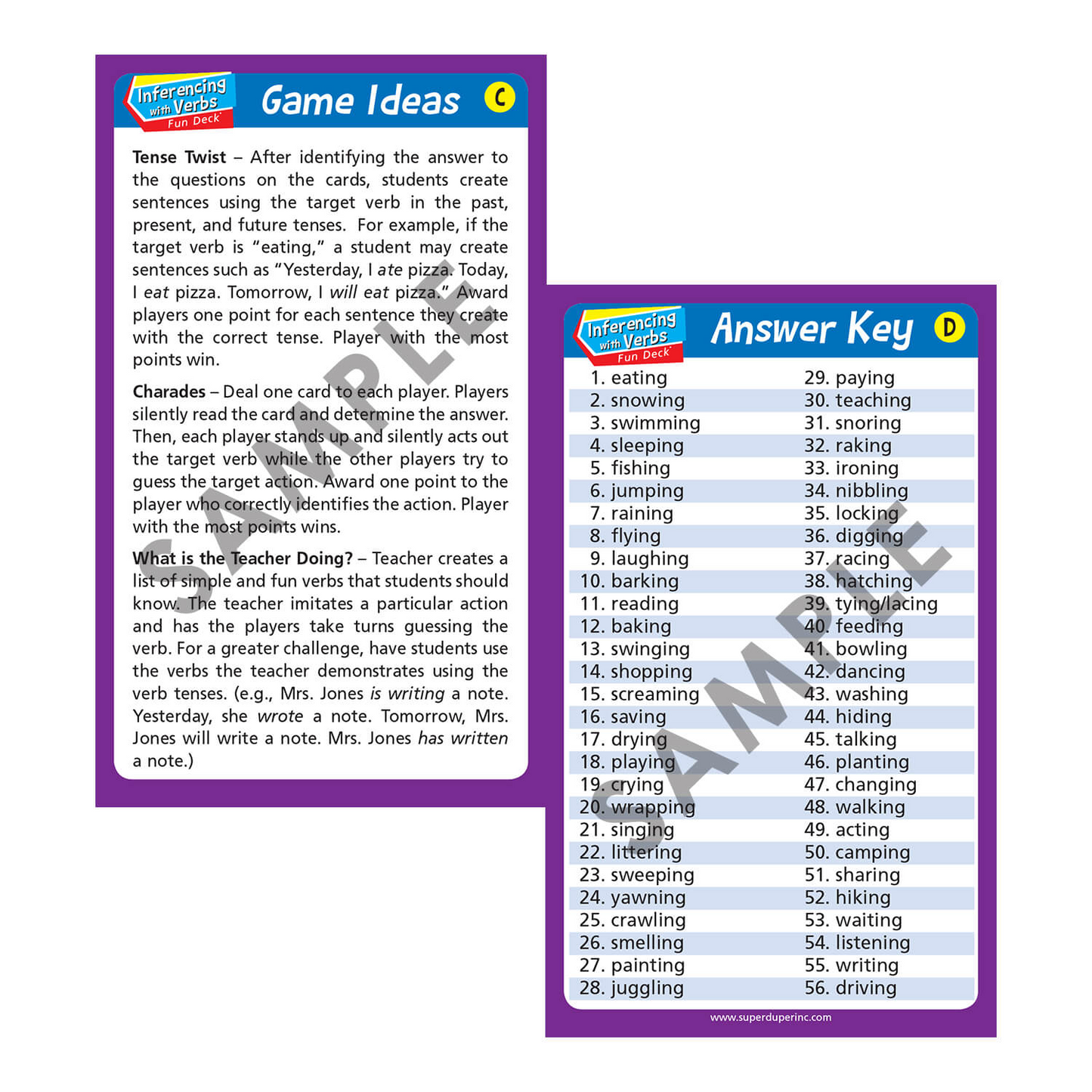 Inferencing with Verbs Fun Deck