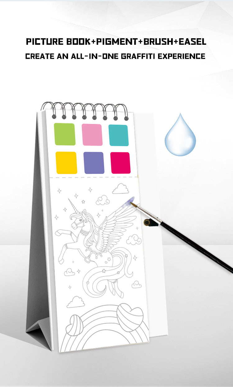 Watercolor Coloring Book Bookmark – with Brush (Multi-Page, 5 Designs)