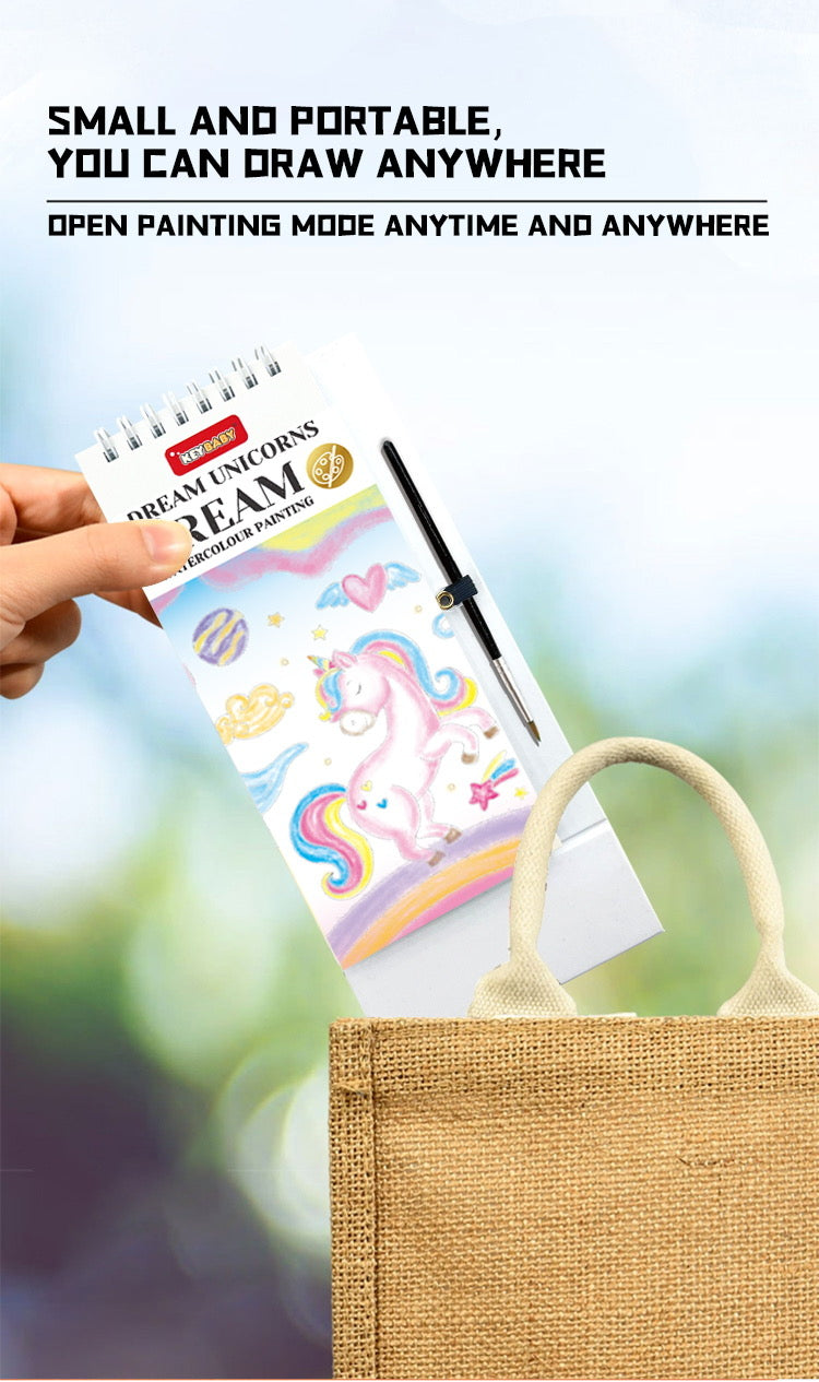 Watercolor Coloring Book Bookmark – with Brush (Multi-Page, 5 Designs)