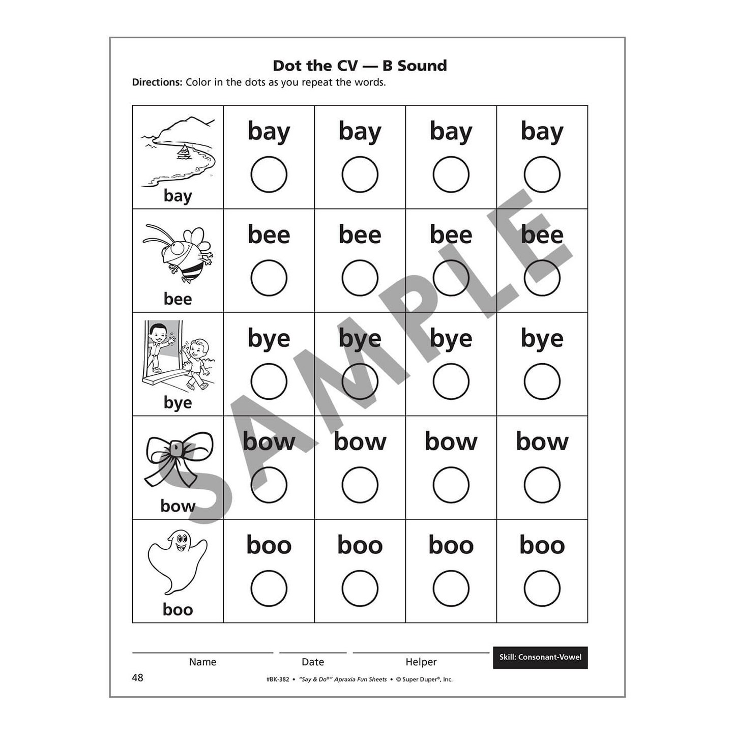 Say and Do Apraxia Fun Sheets