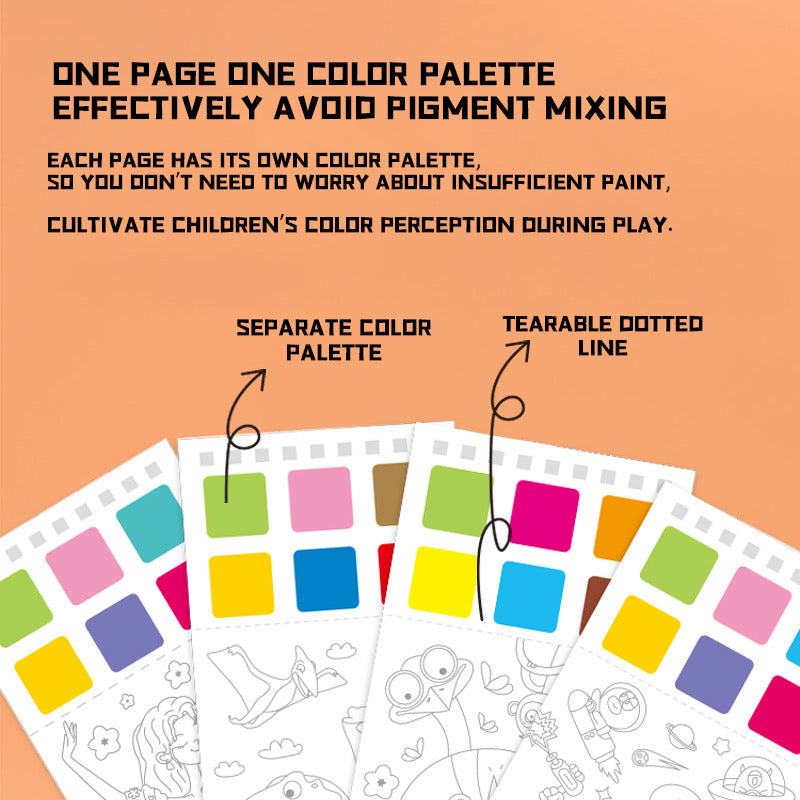 Watercolor Coloring Book Bookmark – with Brush (Multi-Page, 5 Designs)