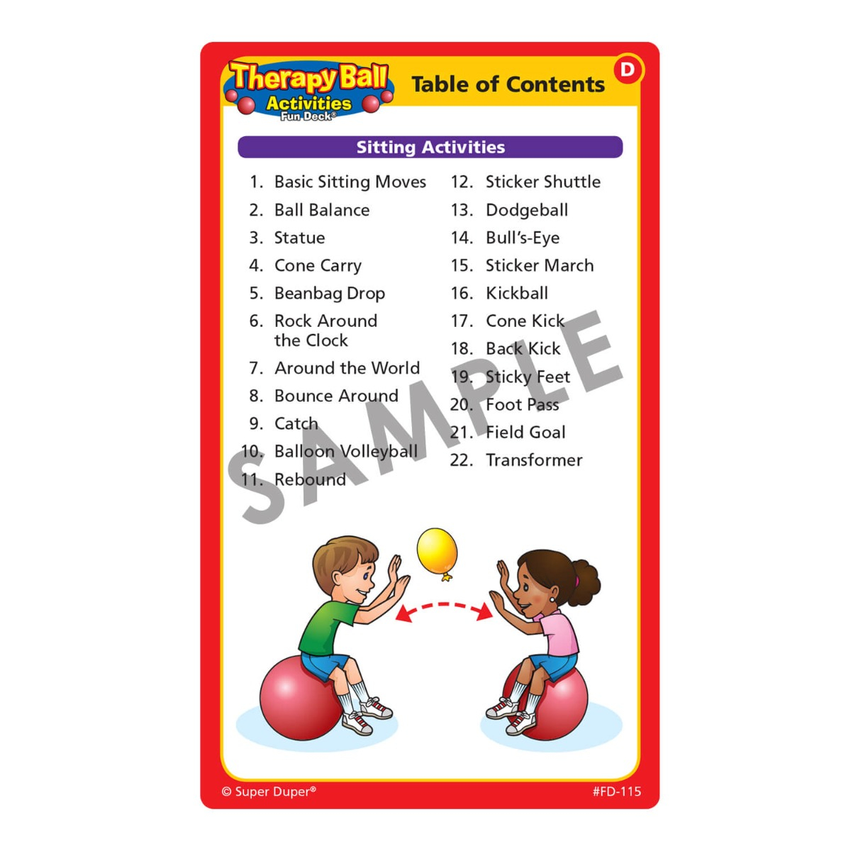 Therapy Ball Activities Fun Deck