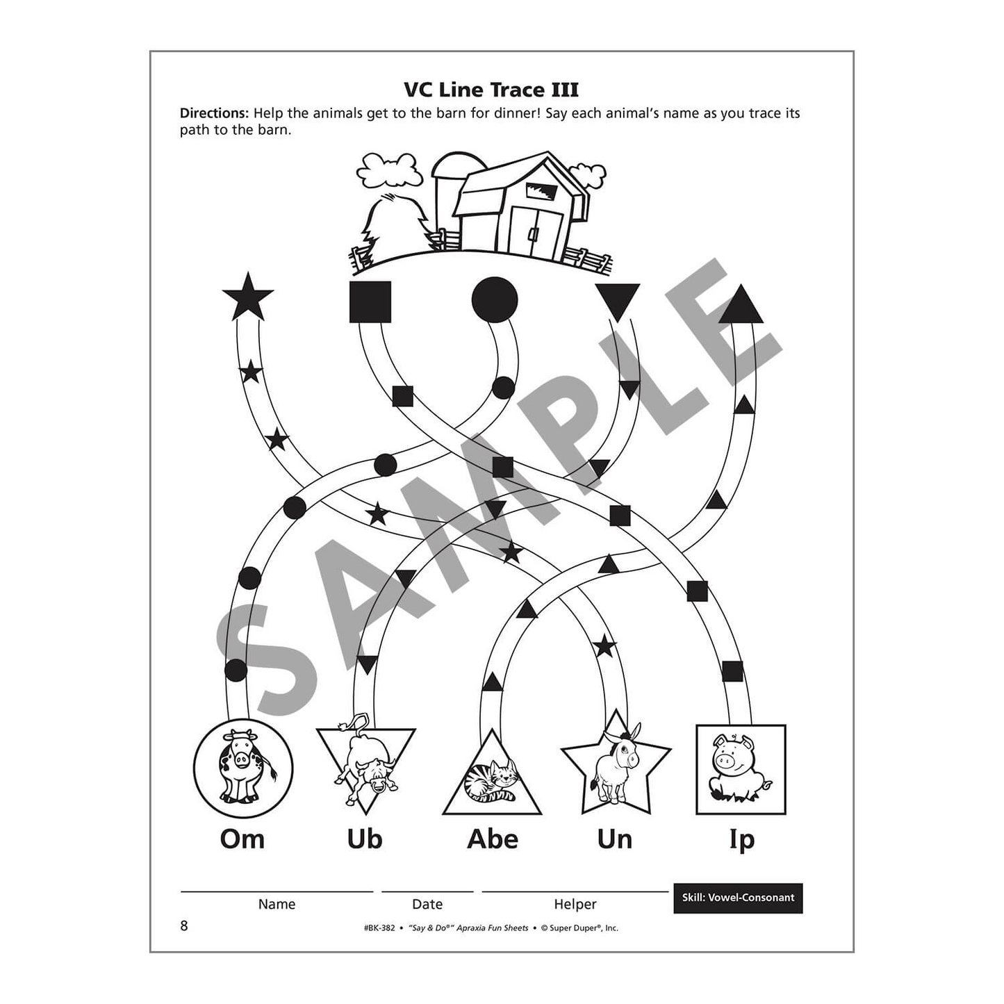 Say and Do Apraxia Fun Sheets