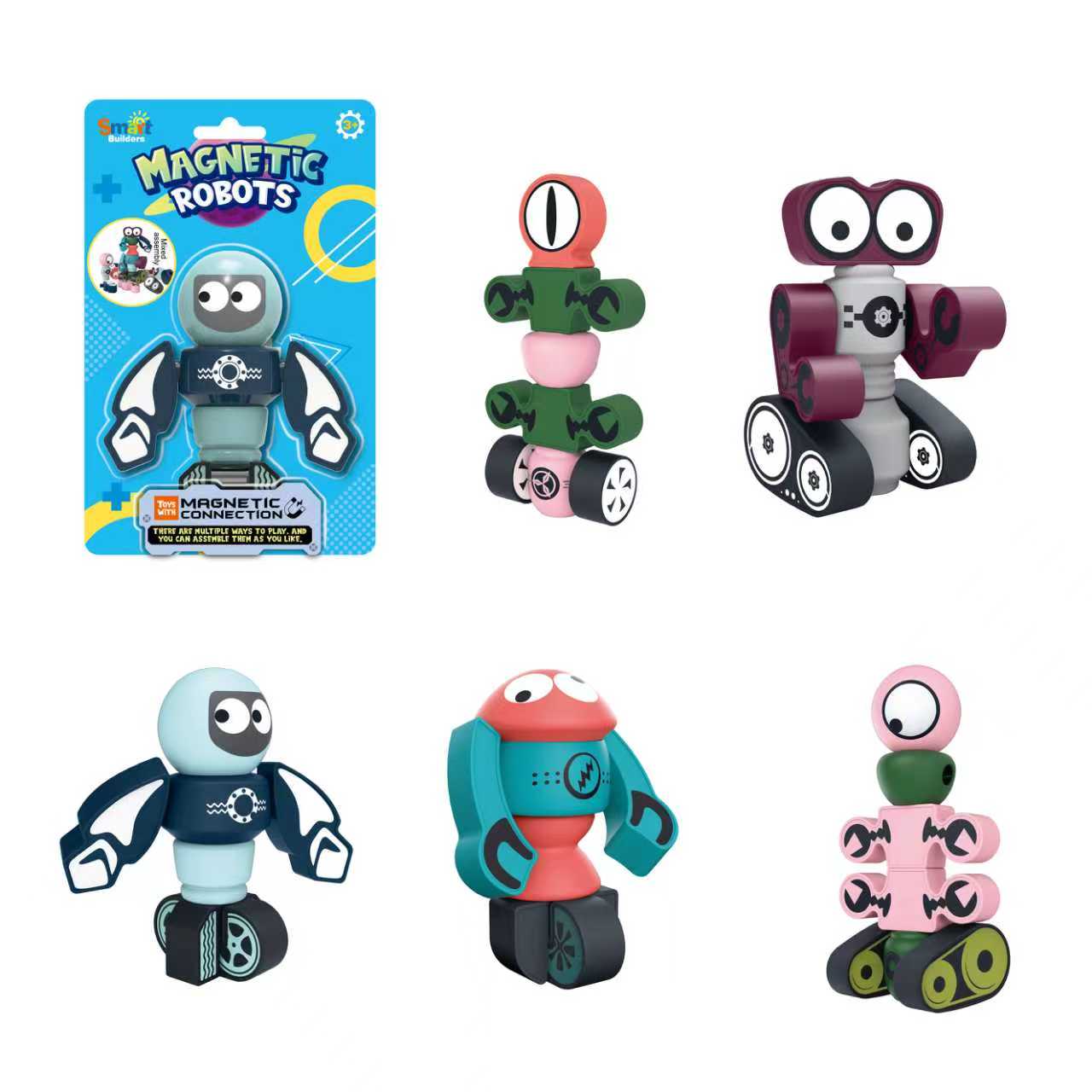Magnetic Robot & Monster Builders – Collect & Create Series (15 Designs)