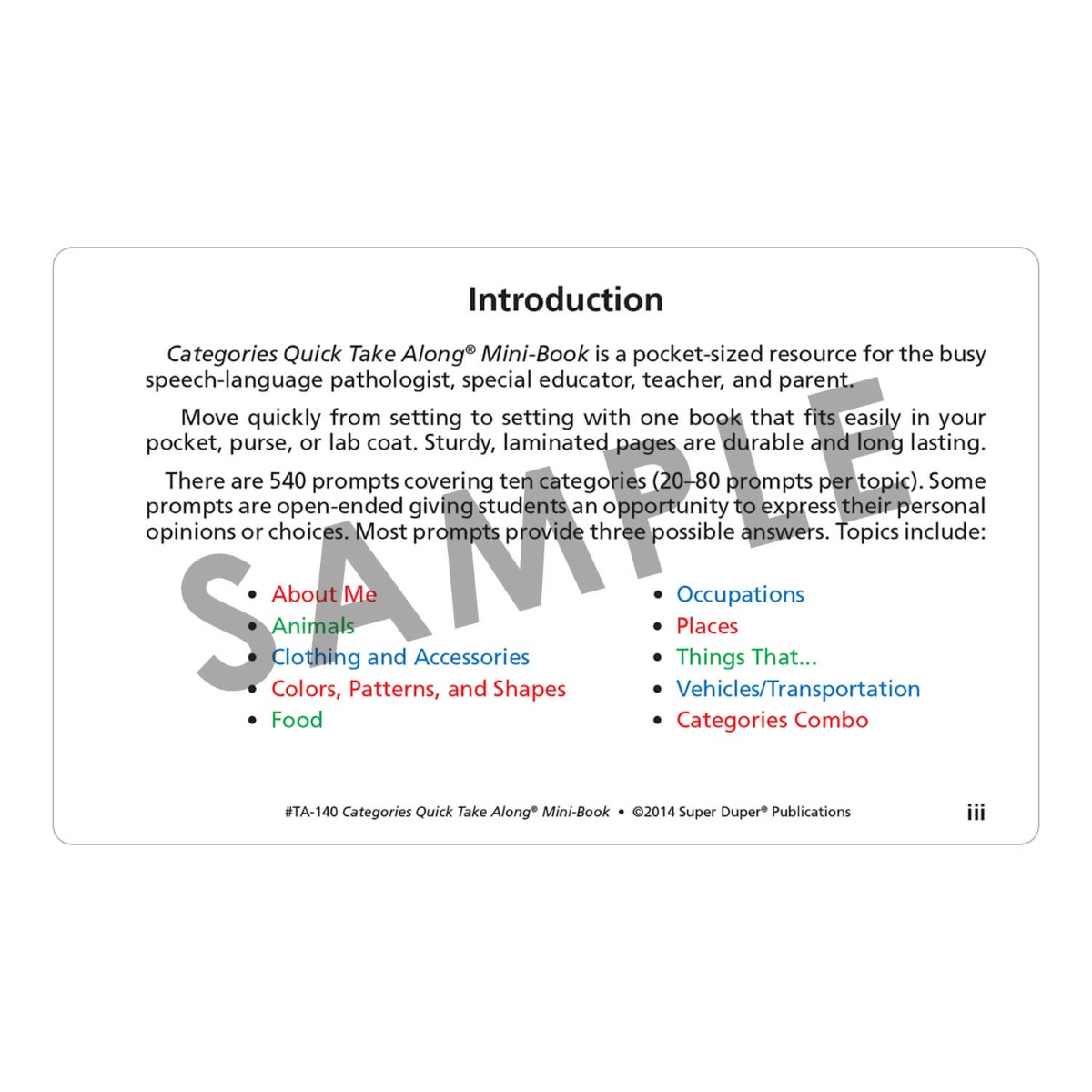 Categories Quick Take Along