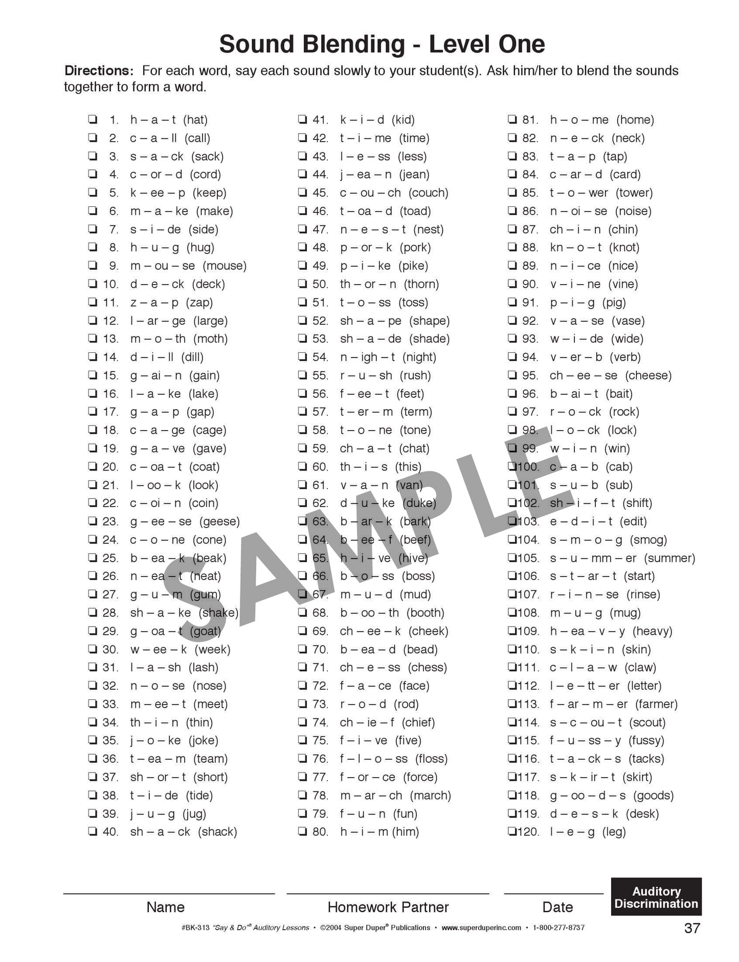 Say and Do Auditory Lessons