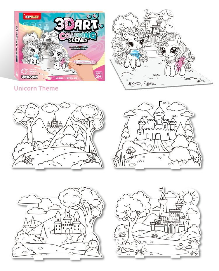 3D Art Coloring Scenes Activity