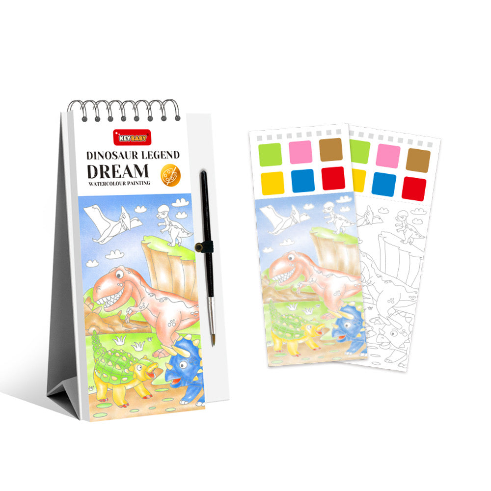 Watercolor Coloring Book Bookmark – with Brush (Multi-Page, 5 Designs)