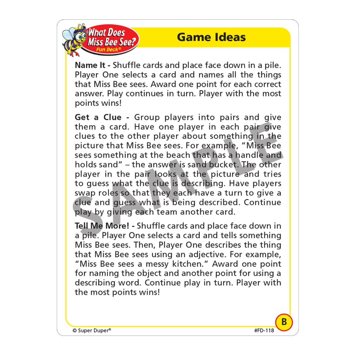 What Does Miss Bee See? Fun Deck