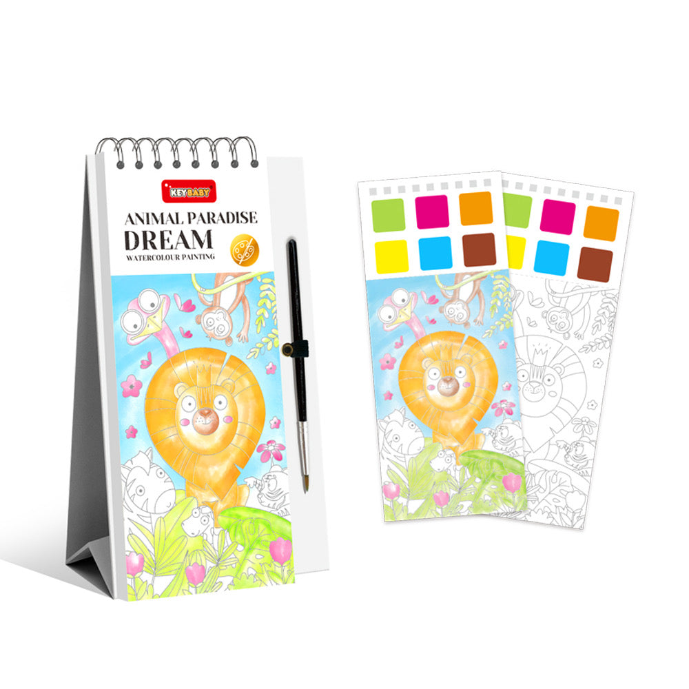 Watercolor Coloring Book Bookmark – with Brush (Multi-Page, 5 Designs)