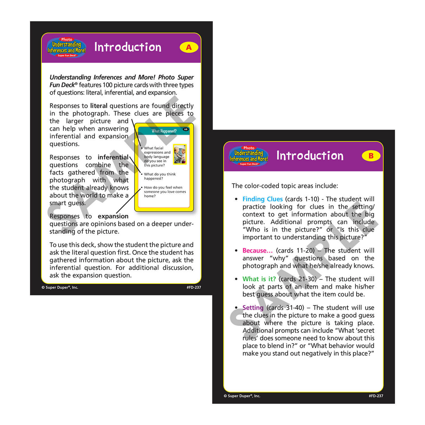 Photo Understanding Inferences and More Super Fun Deck