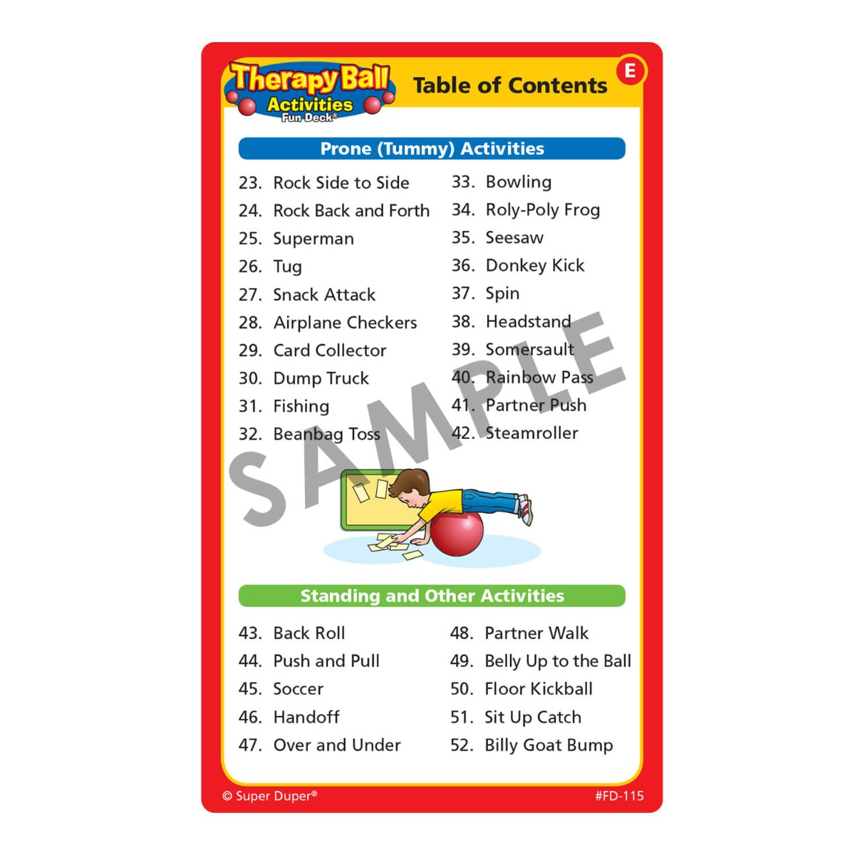 Therapy Ball Activities Fun Deck