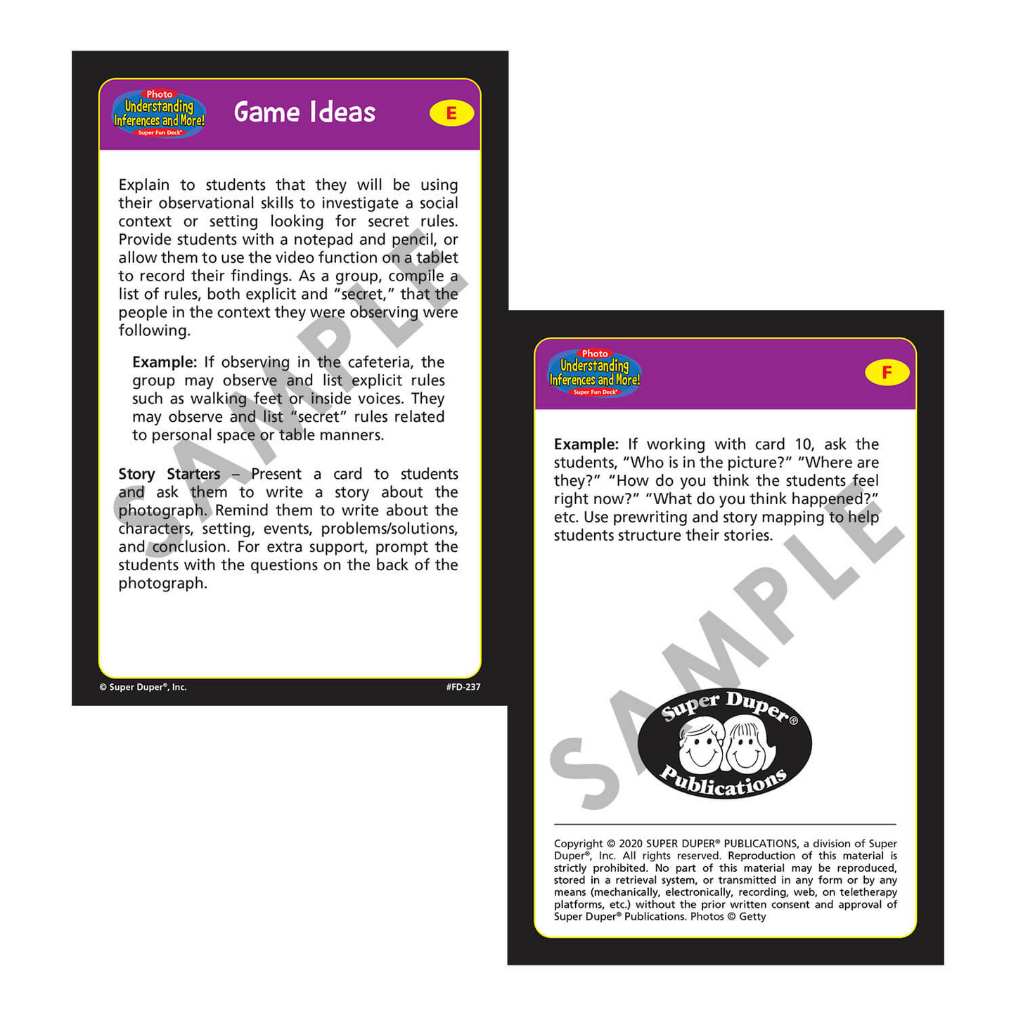 Photo Understanding Inferences and More Super Fun Deck