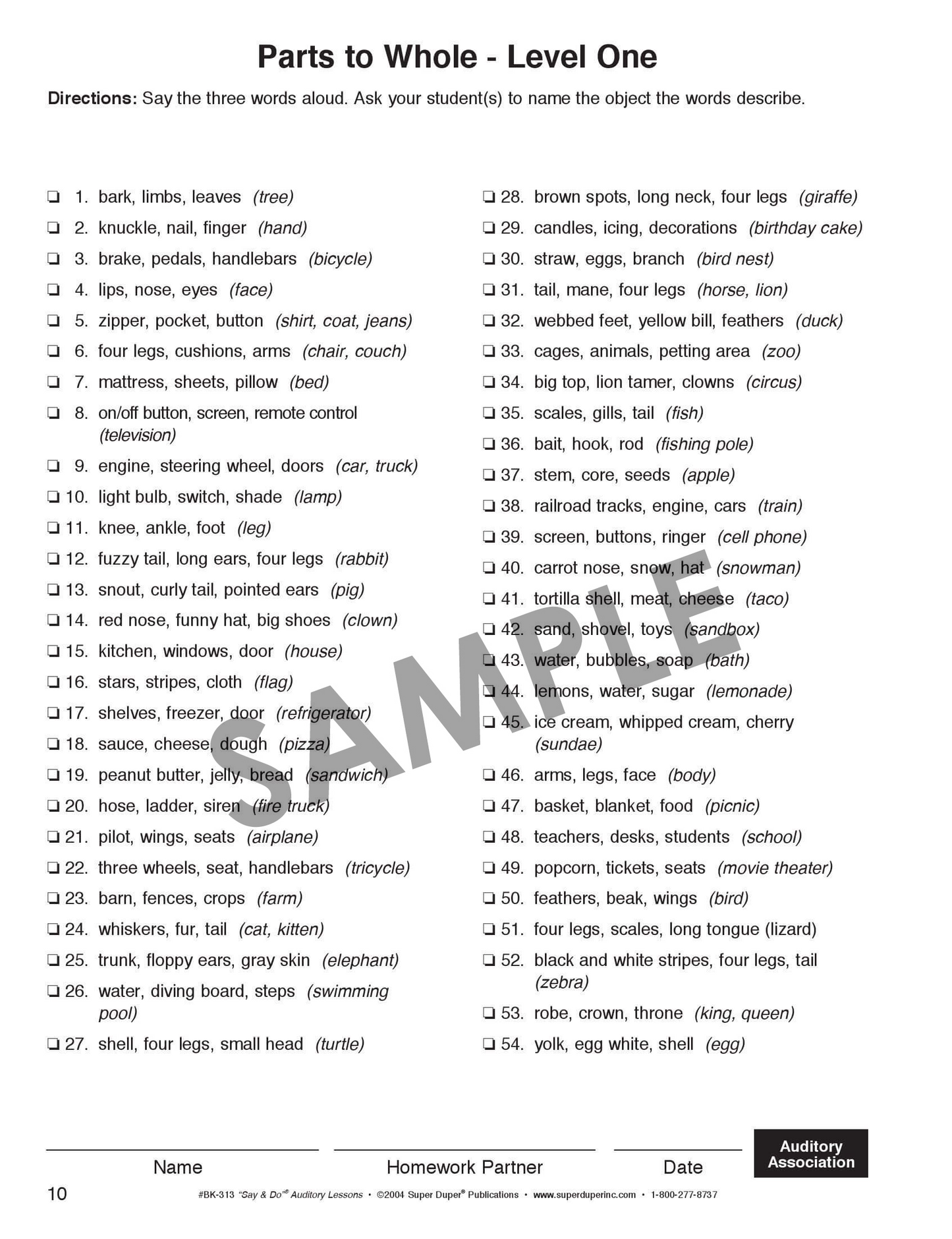 Say and Do Auditory Lessons