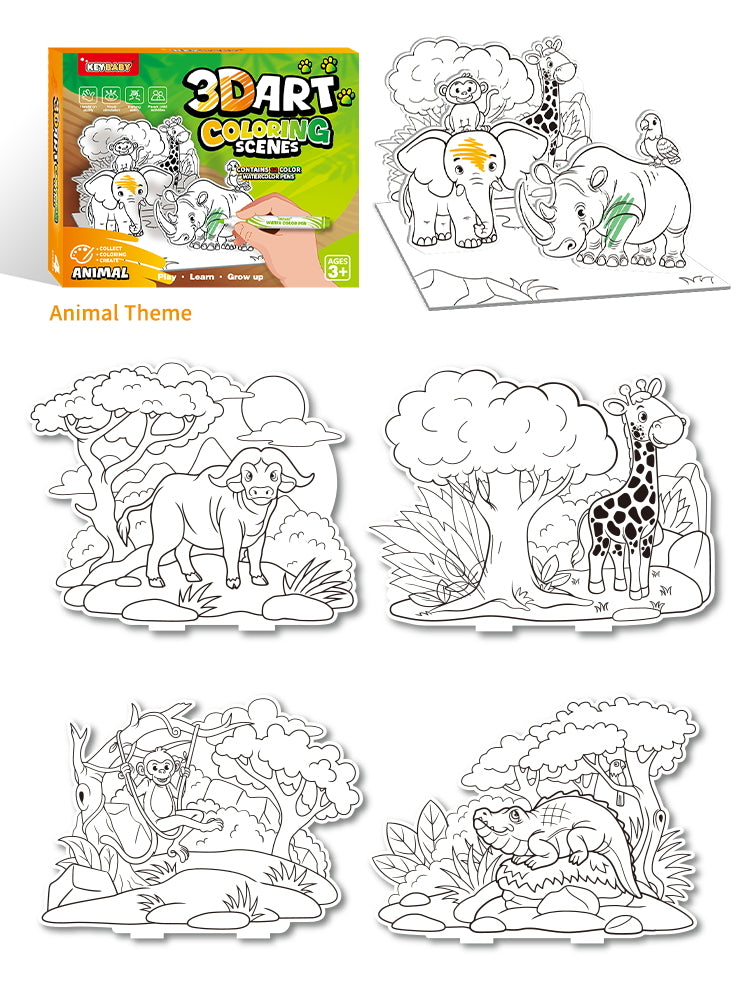 3D Art Coloring Scenes Activity