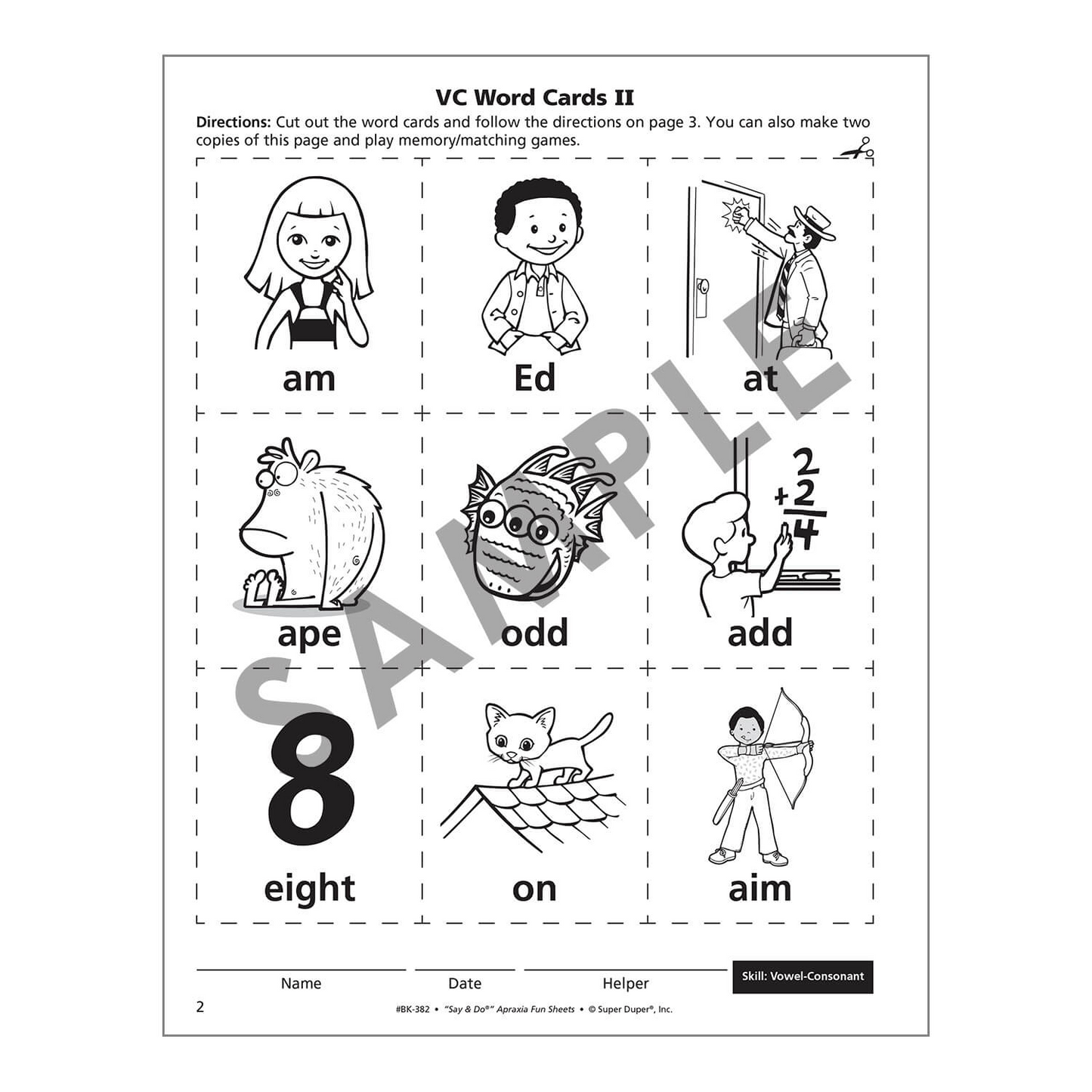 Say and Do Apraxia Fun Sheets