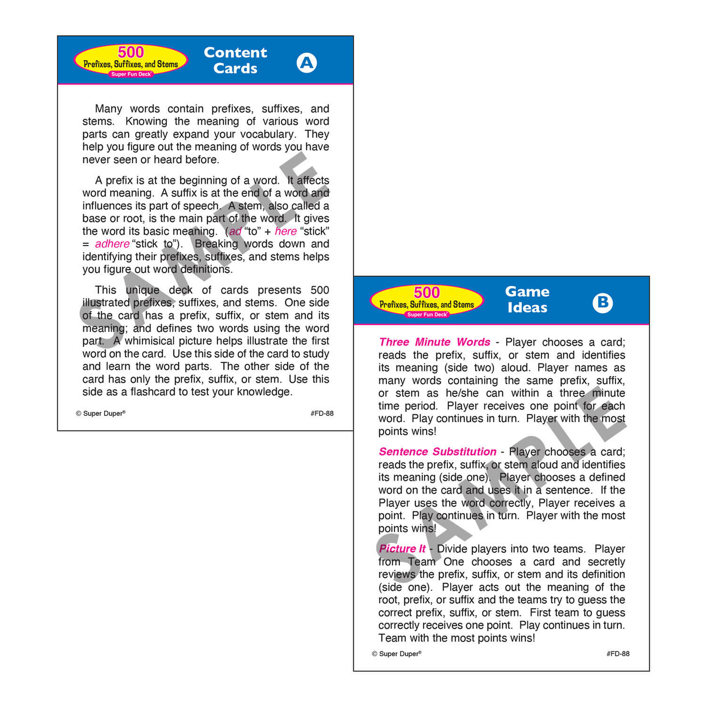 500 Prefixes, Suffixes, and Stems Super Fun Deck