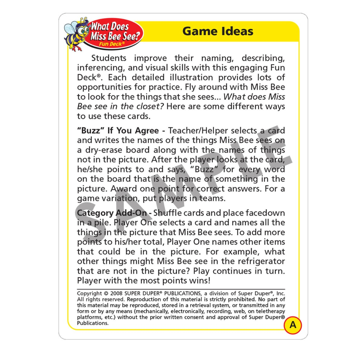 What Does Miss Bee See? Fun Deck