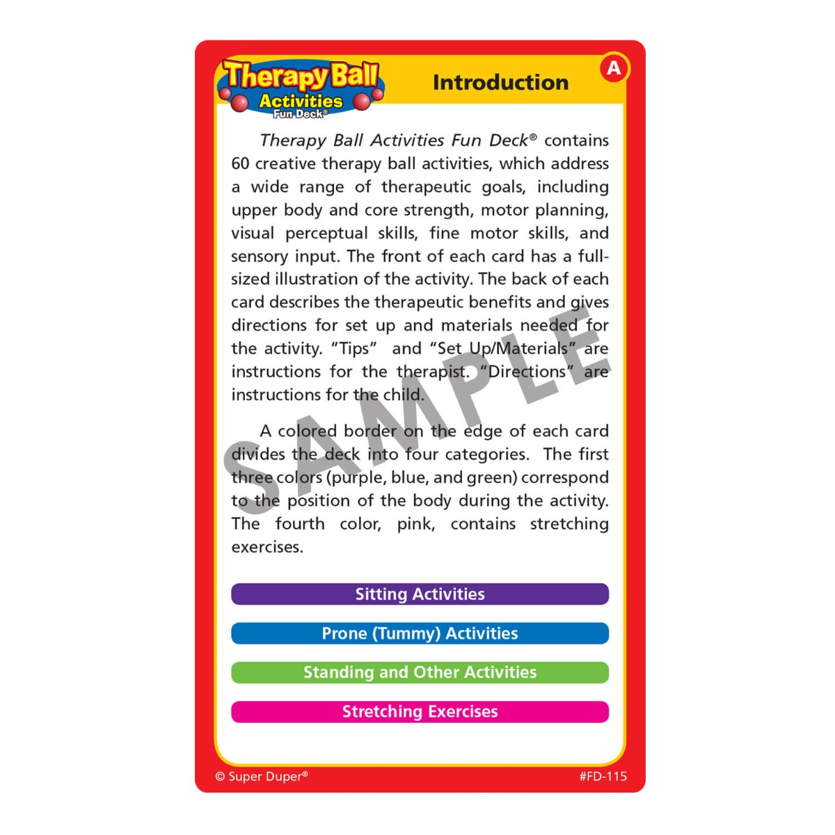 Therapy Ball Activities Fun Deck