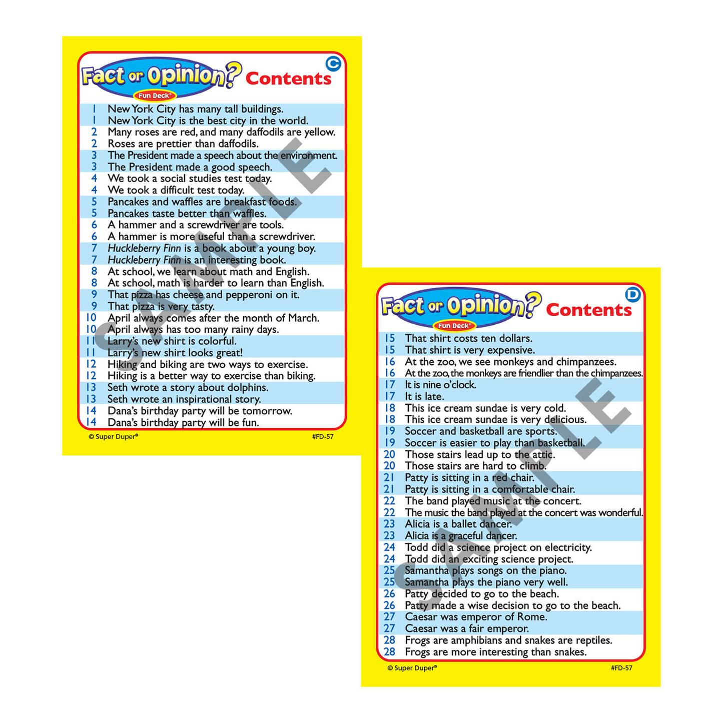 Fact or Opinion? Fun Deck