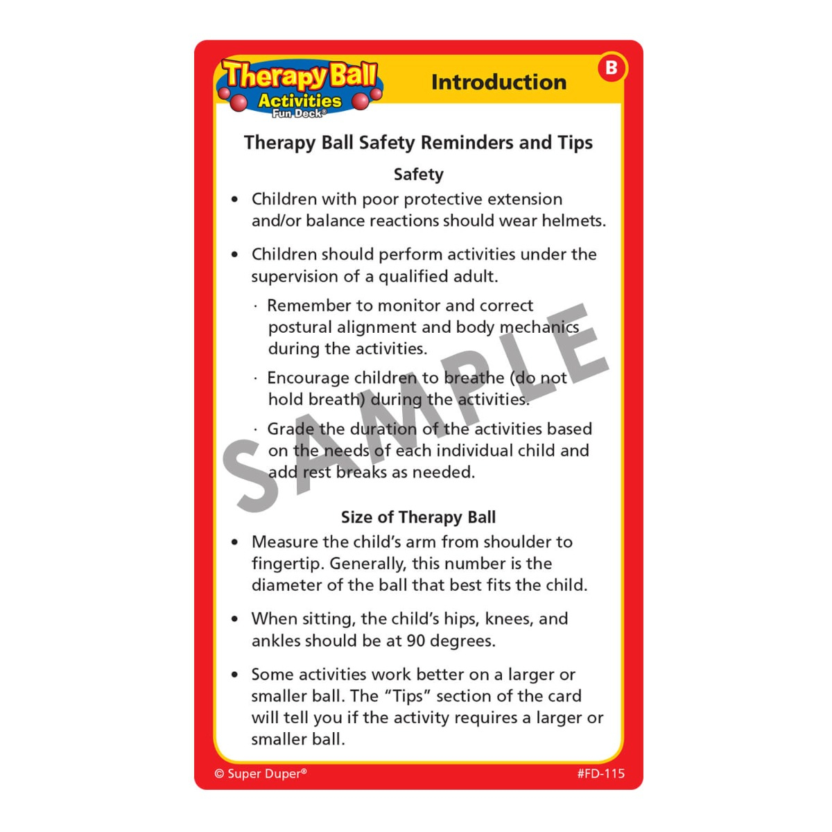 Therapy Ball Activities Fun Deck