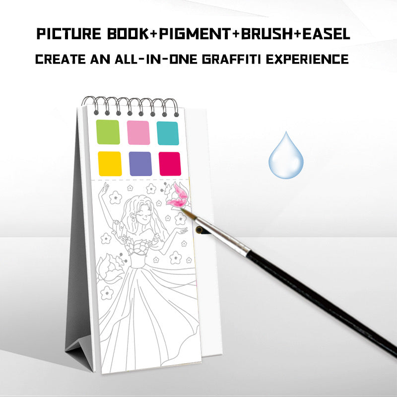Watercolor Coloring Book Bookmark – with Brush (Multi-Page, 5 Designs)