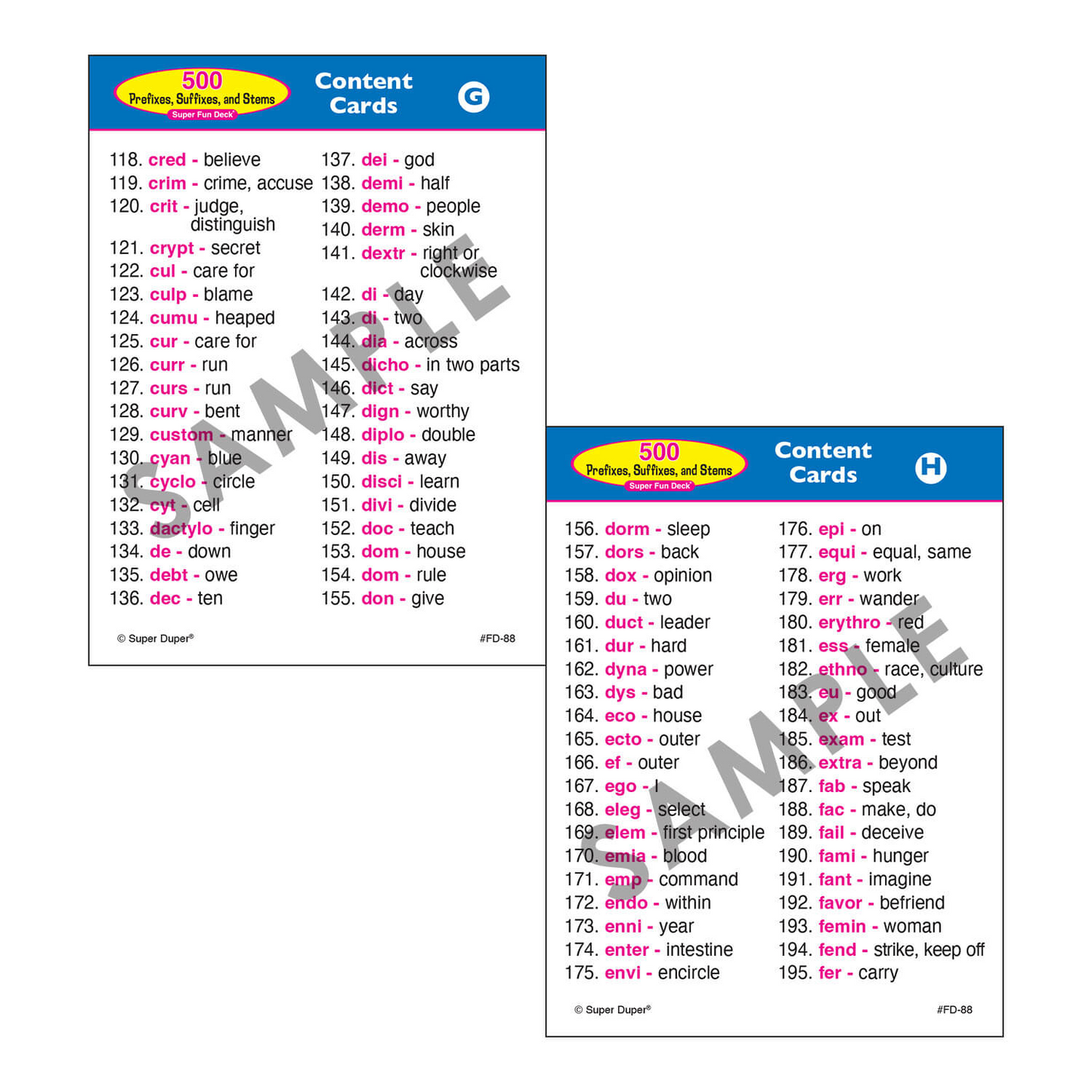 500 Prefixes, Suffixes, and Stems Super Fun Deck