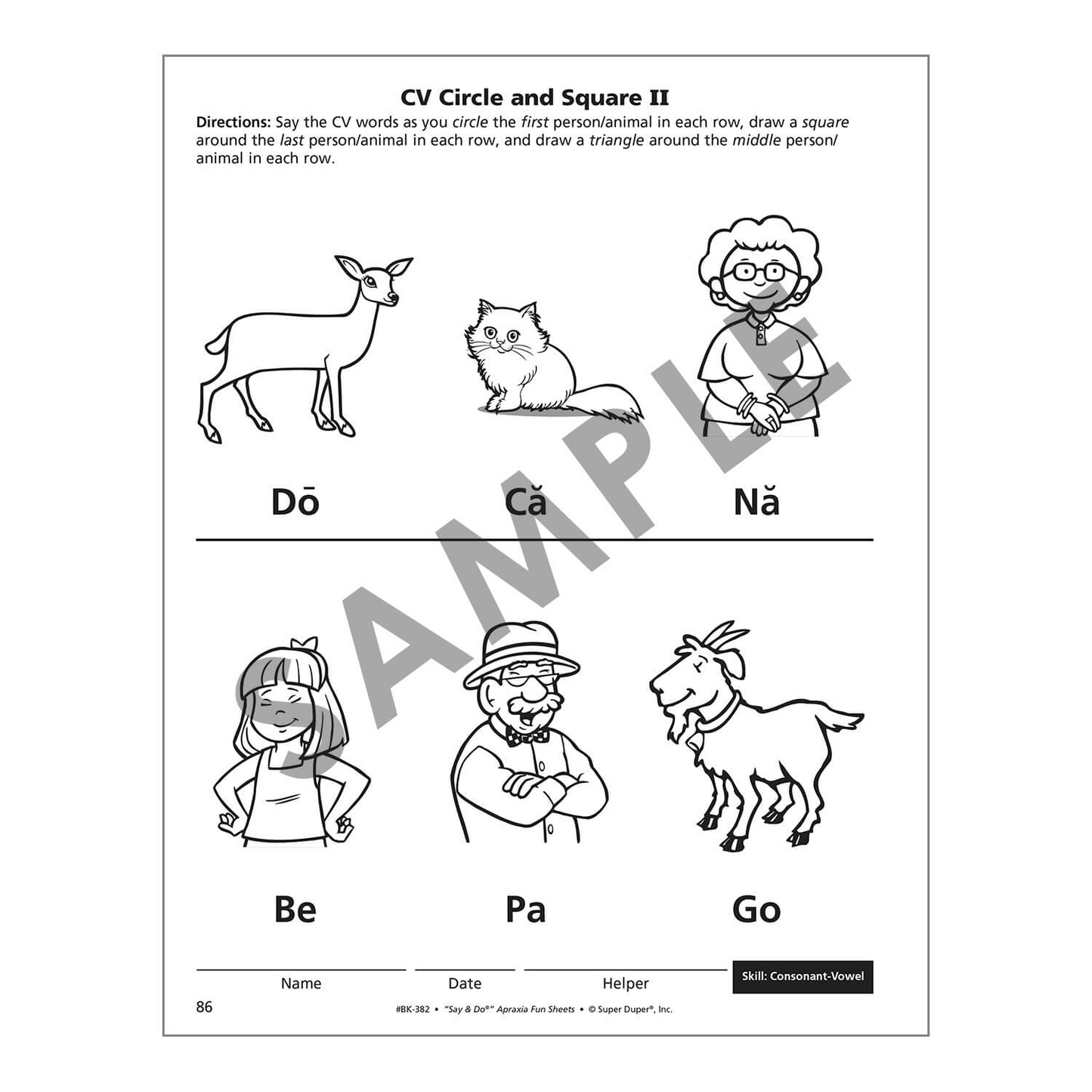 Say and Do Apraxia Fun Sheets