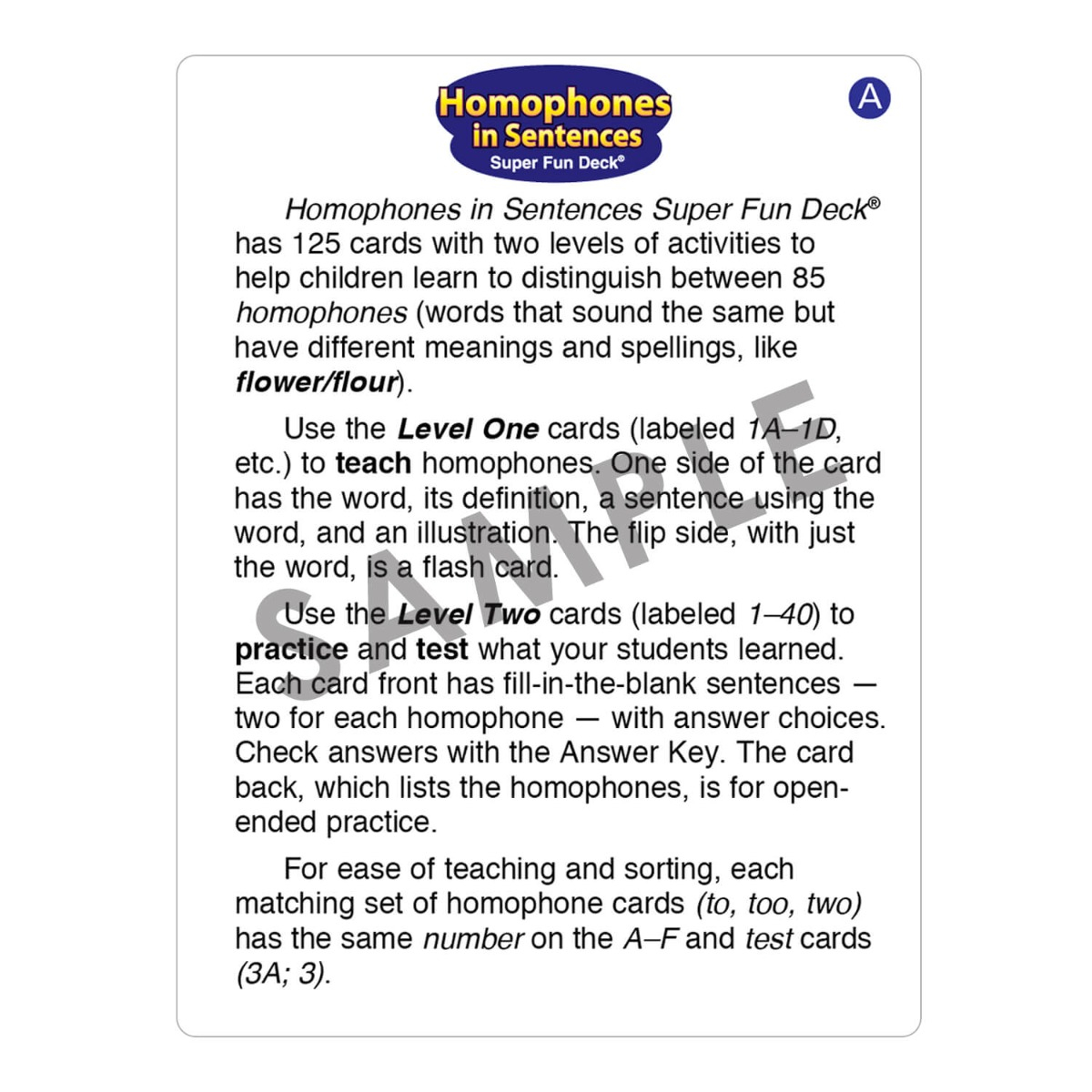 Homophones in Sentences Fun Deck