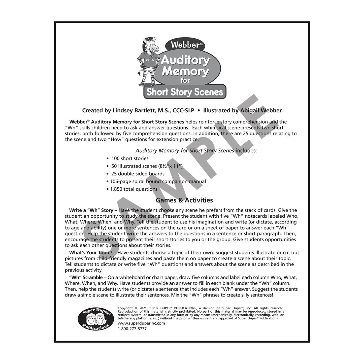 Webber Auditory Memory for Short Story Scenes