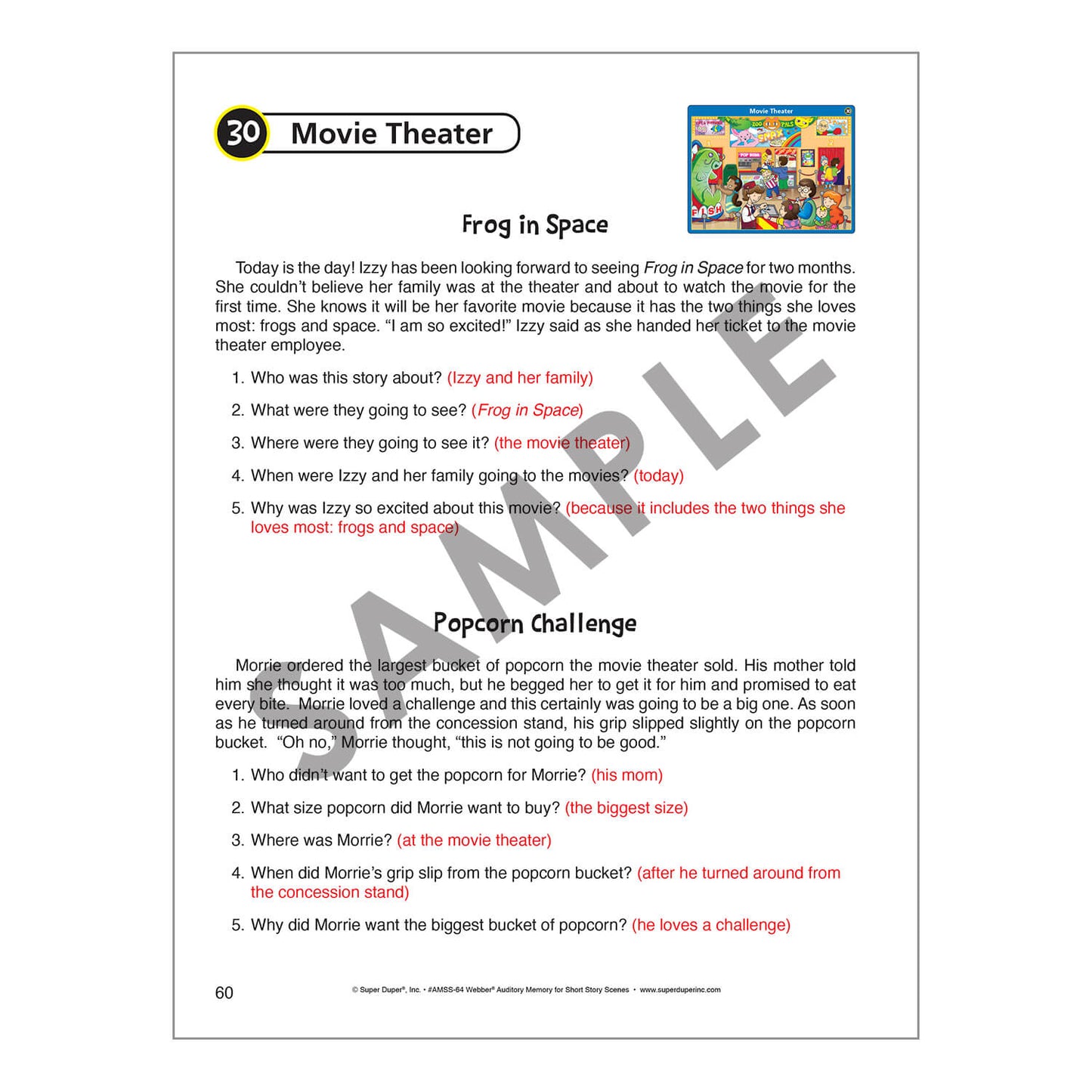 Webber Auditory Memory for Short Story Scenes