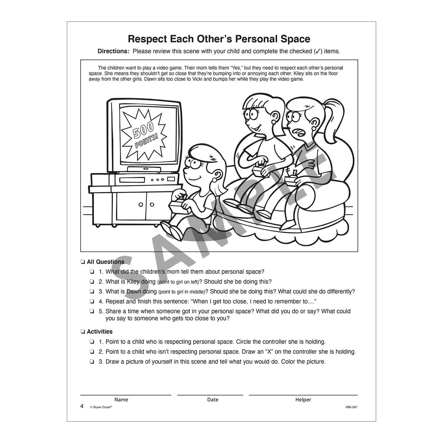 Say and Do Social Scenes for Daily Living Skills and Feelings