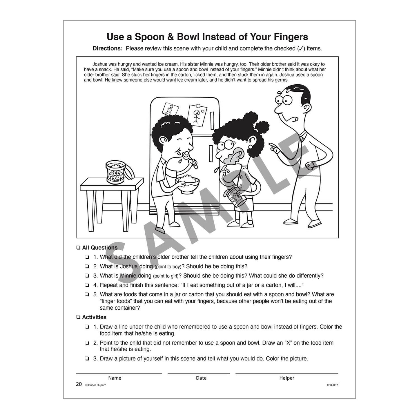 Say and Do Social Scenes for Daily Living Skills and Feelings