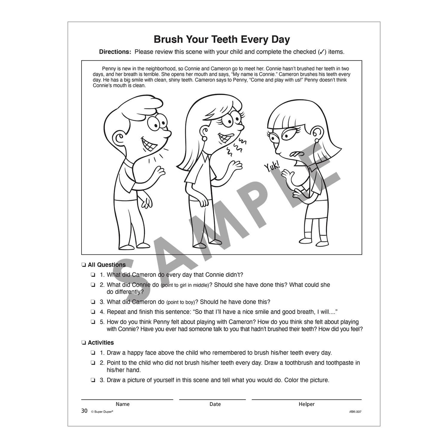 Say and Do Social Scenes for Daily Living Skills and Feelings