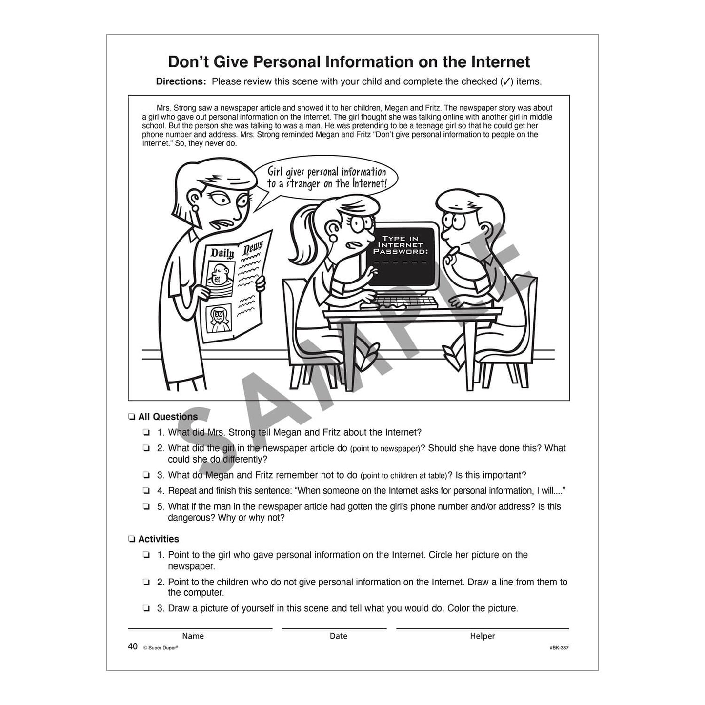 Say and Do Social Scenes for Daily Living Skills and Feelings