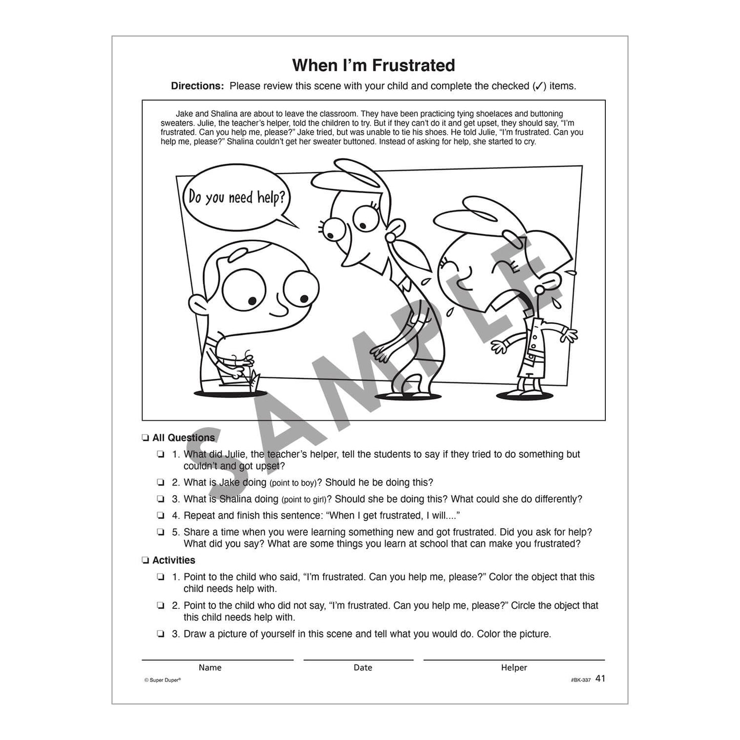 Say and Do Social Scenes for Daily Living Skills and Feelings