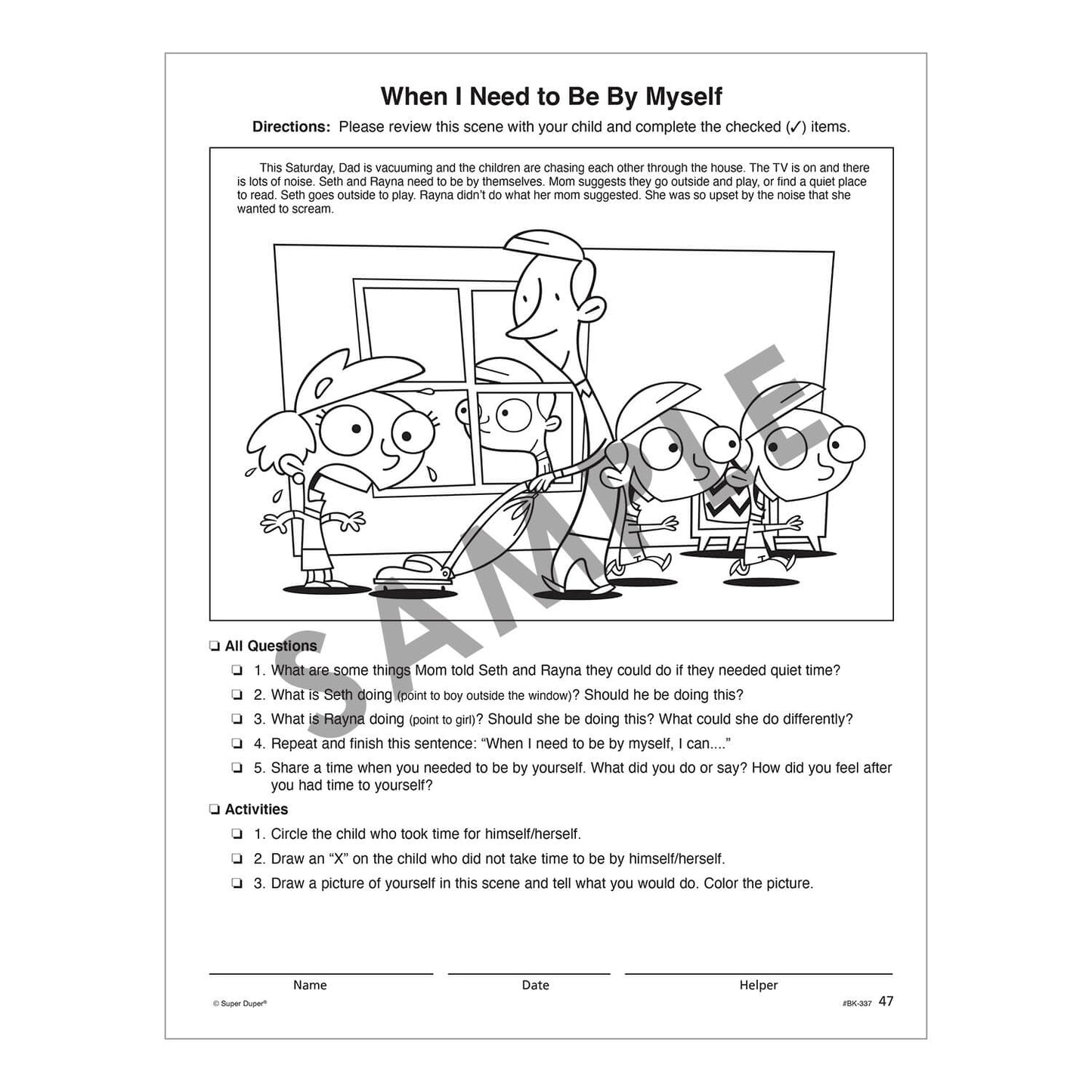 Say and Do Social Scenes for Daily Living Skills and Feelings