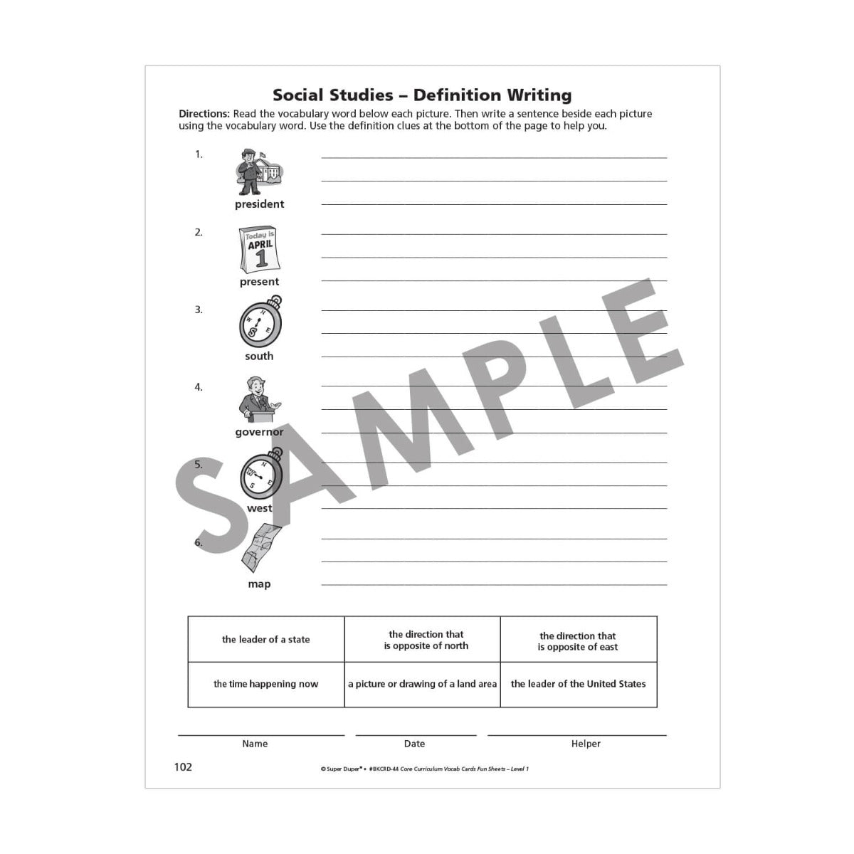 Webber Core Curriculum Vocabulary Cards Fun Sheets - Level One