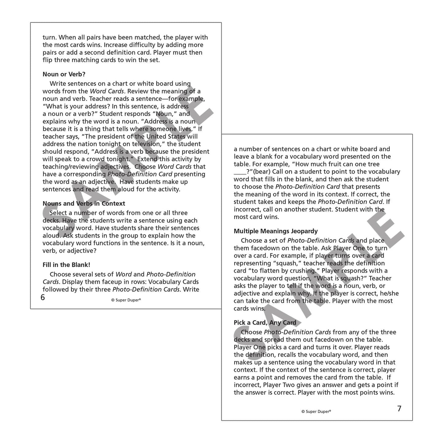 Triple Talk Vocabulary Cards